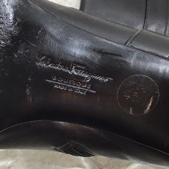 Ferragamo black leather tall boots