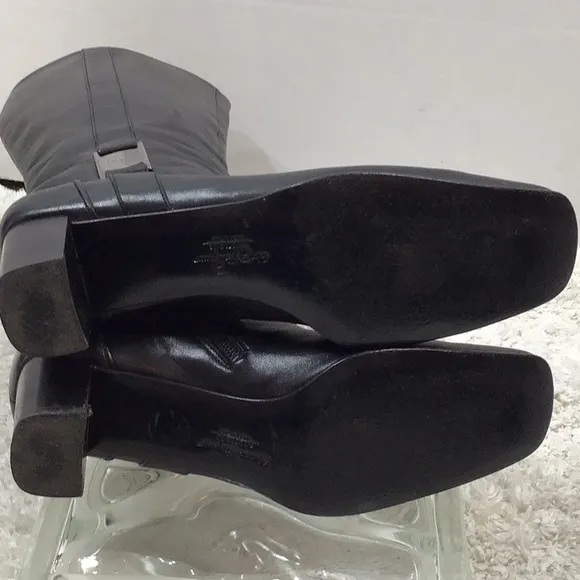 Ferragamo black leather tall boots