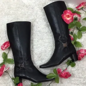 Ferragamo black leather tall boots