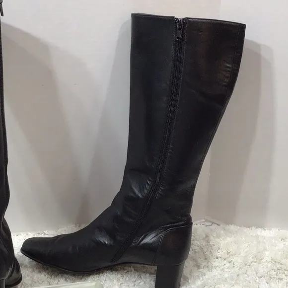 Ferragamo black leather tall boots