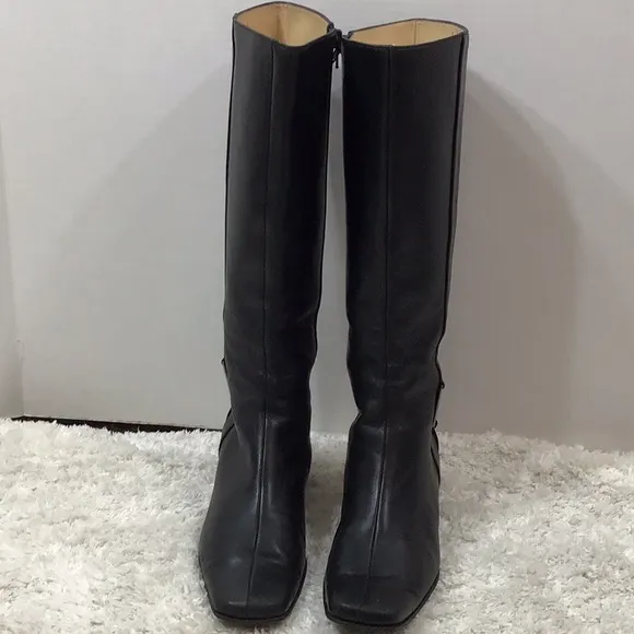 Ferragamo black leather tall boots