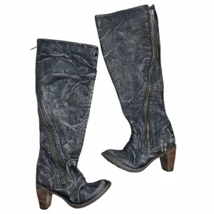 FEUD Britannia Free People Leather Zip Knee High Distressed Heeled Boots Size38