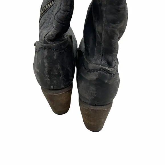 FEUD Britannia Free People Leather Zip Knee High Distressed Heeled Boots Size38