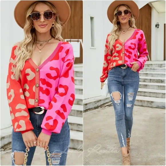 Fierce &amp; Cozy Leopard Dropped Shoulder Cardigan