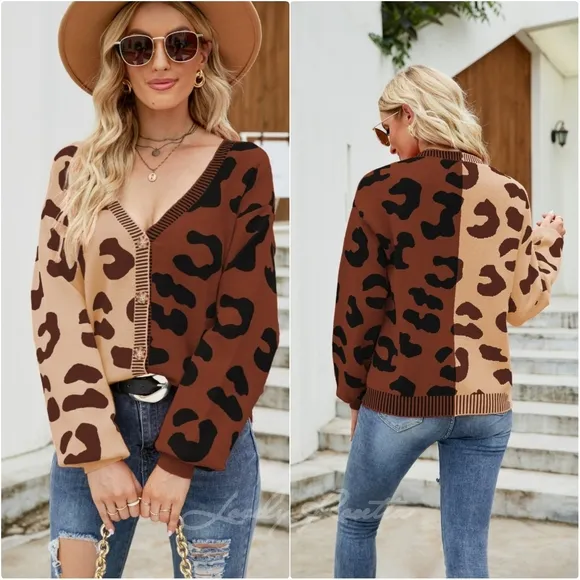 Fierce &amp; Cozy Leopard Dropped Shoulder Cardigan