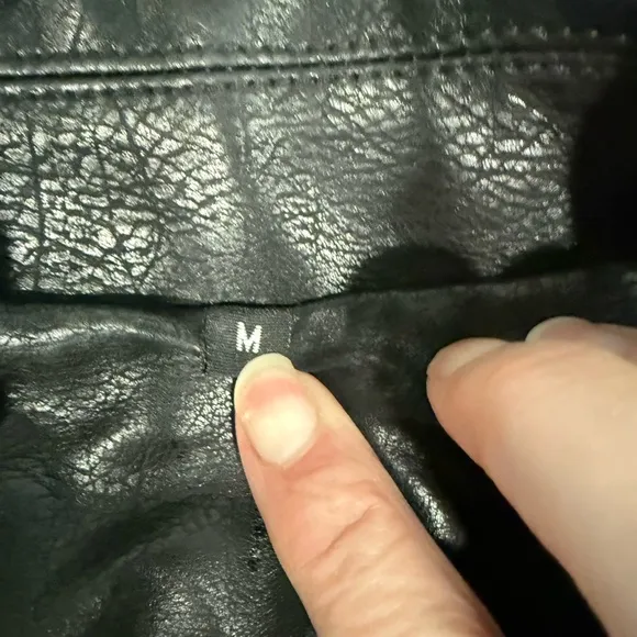 Floral Embroidered Black Faux Leather Jacket Size M.
