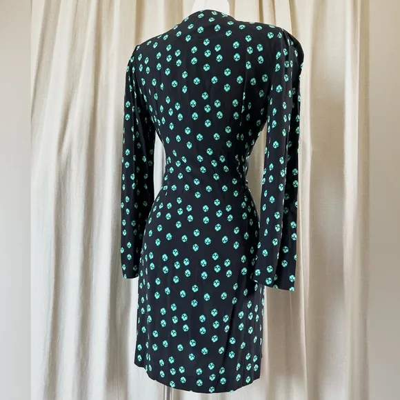 Floral Teal Wrap Dress – Flirty Black Mini with Long Sleeves