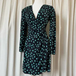 Floral Teal Wrap Dress – Flirty Black Mini with Long Sleeves