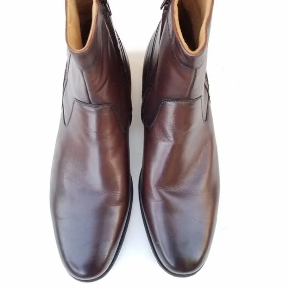 FLORSHEIM Men's Ankle Leather Boots Medfield Midtown Cognac Almond Toe 13 EEE