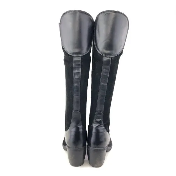 Fly London Black Leather Knee High Tall Boots EUR 37