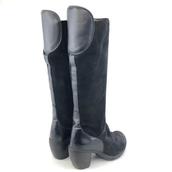 Fly London Black Leather Knee High Tall Boots EUR 37