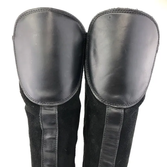 Fly London Black Leather Knee High Tall Boots EUR 37