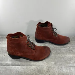 Fly London Nilofly P143780017 Womens Orange Suede Leather Mid Boots Booties 10.5