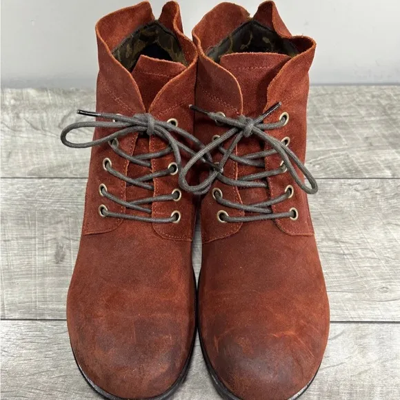 Fly London Nilofly P143780017 Womens Orange Suede Leather Mid Boots Booties 10.5