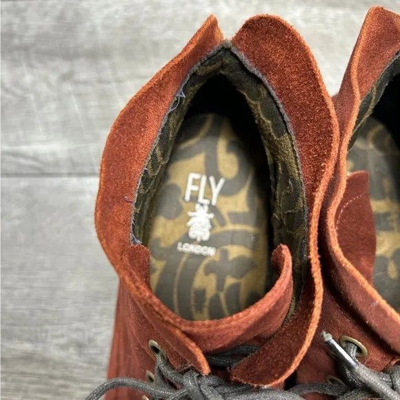 Fly London Nilofly P143780017 Womens Orange Suede Leather Mid Boots Booties 10.5