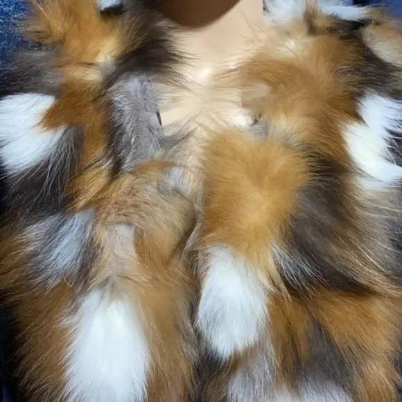🎊Fox Fur Vest with Faux Leather Fringes🎊