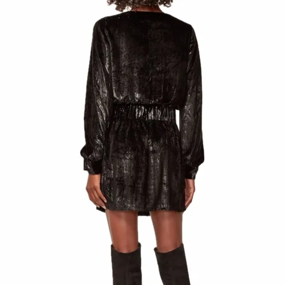 Frame Metallic Velvet Dress - Noir