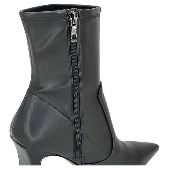 Franco Sarto Avana Black Faux Leather Womens Sock Ankle Boots Size 8.5M