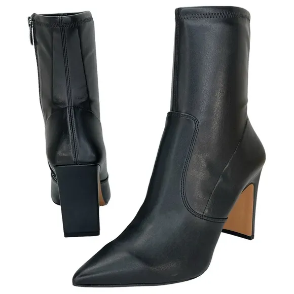 Franco Sarto Avana Black Faux Leather Womens Sock Ankle Boots Size 8.5M