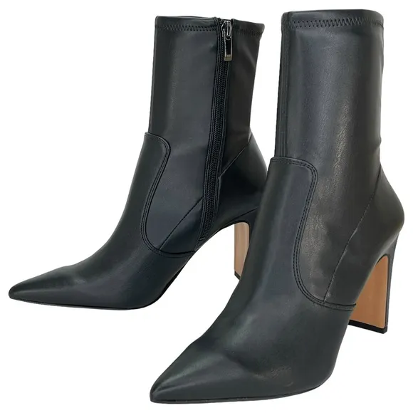 Franco Sarto Avana Black Faux Leather Womens Sock Ankle Boots Size 8.5M