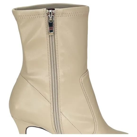Franco Sarto Avana Cream Faux Leather Womens Sock Ankle Boots Size 9.5M