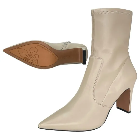 Franco Sarto Avana Cream Faux Leather Womens Sock Ankle Boots Size 9.5M