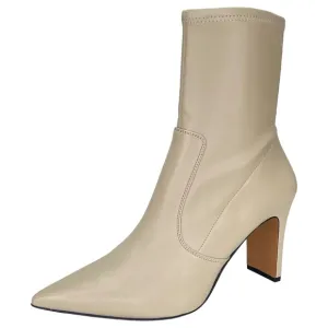 Franco Sarto Avana Cream Faux Leather Womens Sock Ankle Boots Size 9.5M