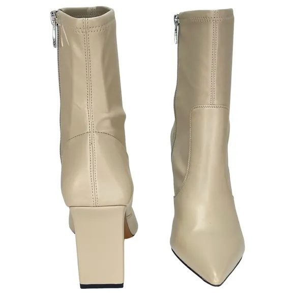 Franco Sarto Avana Cream Faux Leather Womens Sock Ankle Boots Size 9.5M
