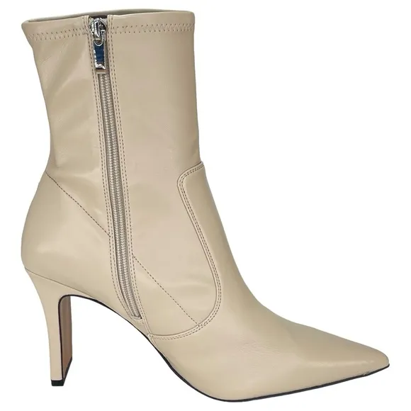 Franco Sarto Avana Cream Faux Leather Womens Sock Ankle Boots Size 9.5M