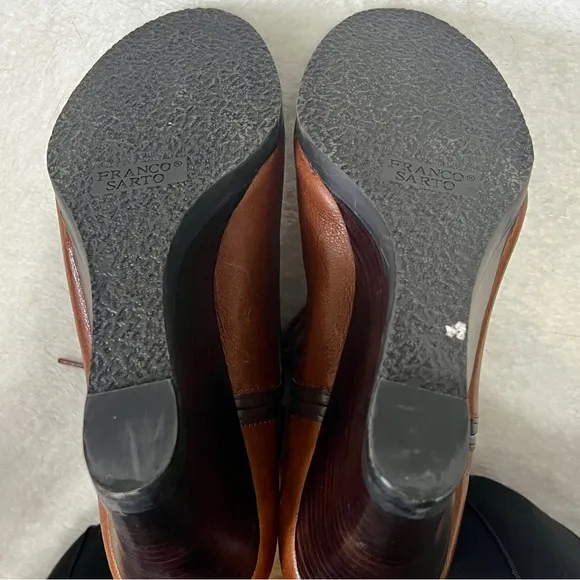 Franco Sarto Brown Leather Sherpa Waverly Wedge Boots - 9.5