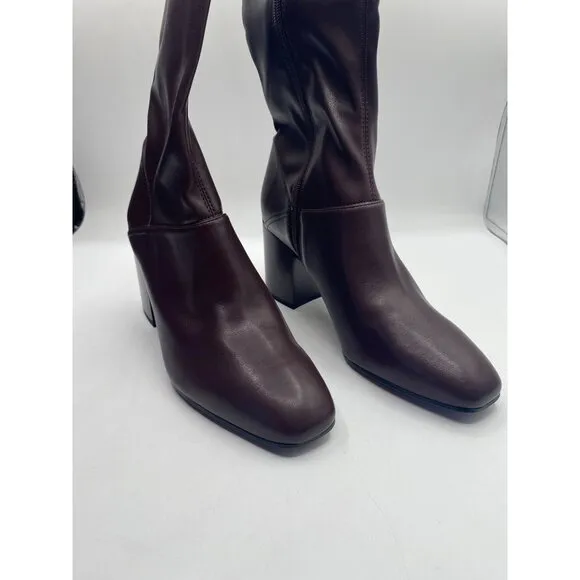 Franco Sarto Tribute Women's Faux Leather Square Toe Knee High Boots Size 9 NIB