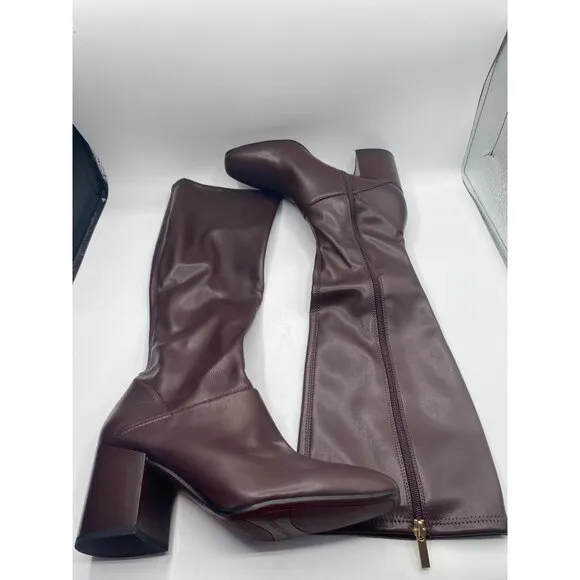 Franco Sarto Tribute Women's Faux Leather Square Toe Knee High Boots Size 9 NIB