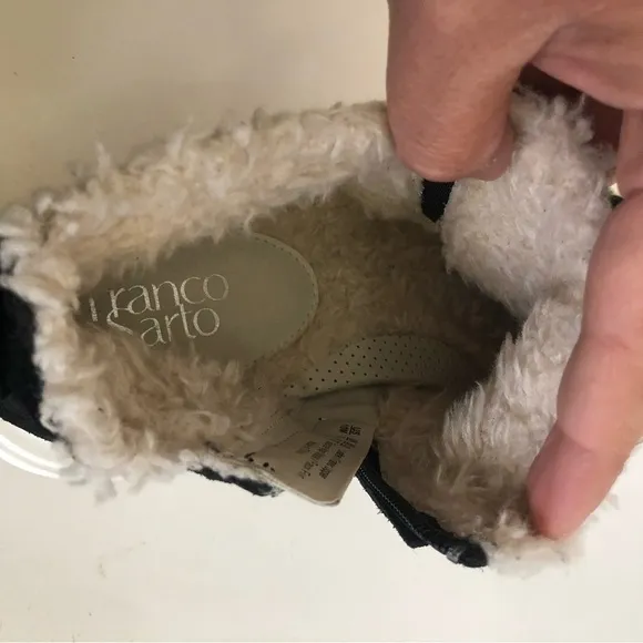 Franco Sarto Women’s Allie Suede Leather Faux Fur Ankle Sneakers Bootie Size 10M