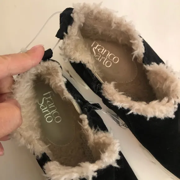 Franco Sarto Women’s Allie Suede Leather Faux Fur Ankle Sneakers Bootie Size 10M