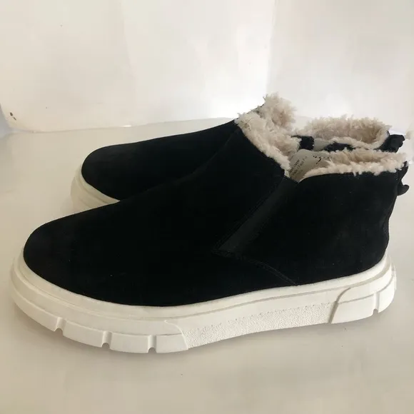 Franco Sarto Women’s Allie Suede Leather Faux Fur Ankle Sneakers Bootie Size 10M