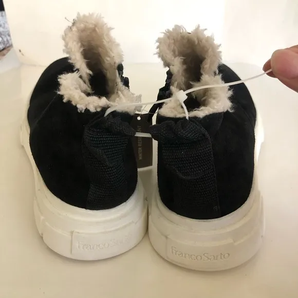 Franco Sarto Women’s Allie Suede Leather Faux Fur Ankle Sneakers Bootie Size 10M