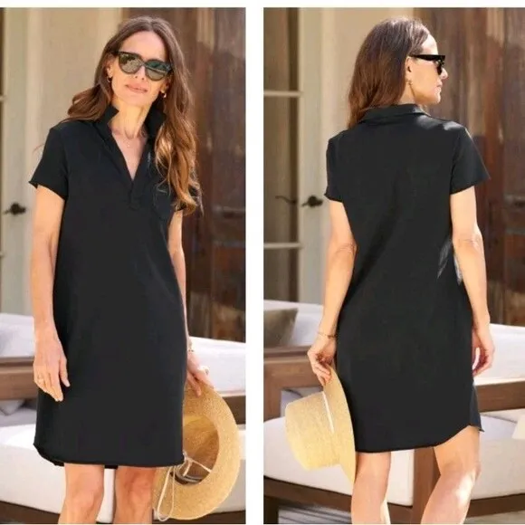 Frank &amp; Eileen Lauren Dress XS Black Cotton Polo