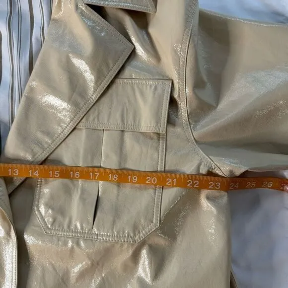 Frankie Shop Size S Cream Faux Leather PVC Jacket Boxy Oversized Button Front