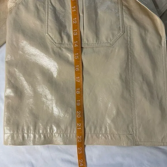 Frankie Shop Size S Cream Faux Leather PVC Jacket Boxy Oversized Button Front