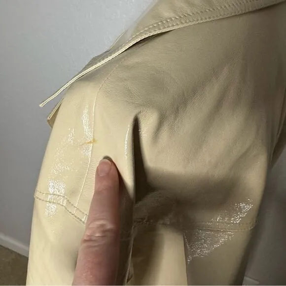 Frankie Shop Size S Cream Faux Leather PVC Jacket Boxy Oversized Button Front