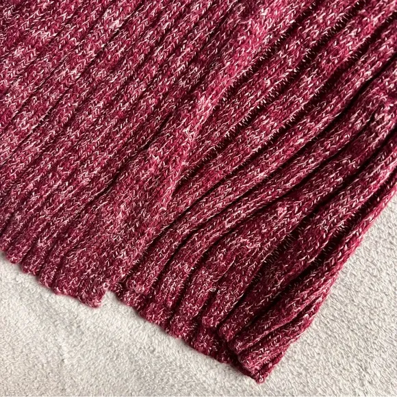 Free People Better Days Ribbed Knit Midi Pull-On Stretchy Sweater Skirt Maroon