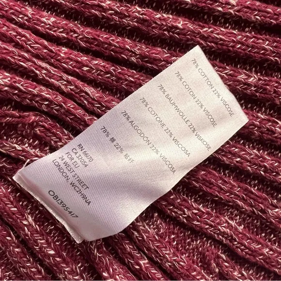 Free People Better Days Ribbed Knit Midi Pull-On Stretchy Sweater Skirt Maroon