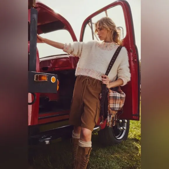 Free People Charli Wool Longline Cargo Shorts