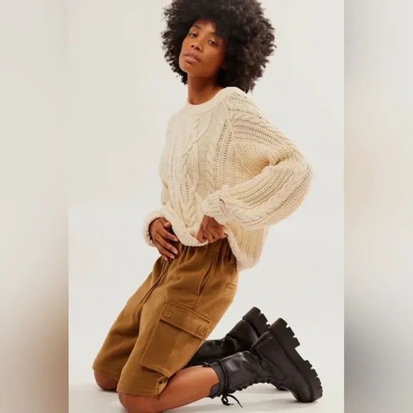 Free People Charli Wool Longline Cargo Shorts
