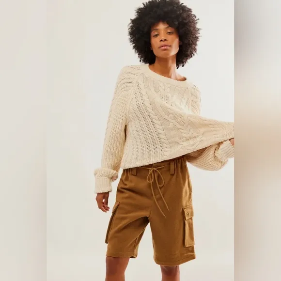 Free People Charli Wool Longline Cargo Shorts
