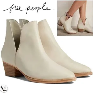Free People Charm Double V Ankle Boot Ecru/Bone Leather Size 39.5/ US 9.…