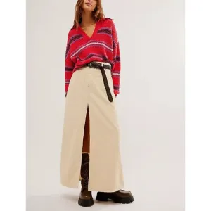 FREE PEOPLE Come As You Are Cord Maxi Skirt / Beechwood NEW!