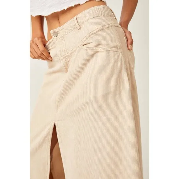 FREE PEOPLE Come As You Are Cord Maxi Skirt / Beechwood NEW!