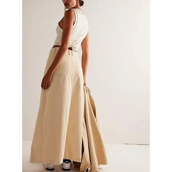 FREE PEOPLE Come As You Are Cord Maxi Skirt / Beechwood NEW!