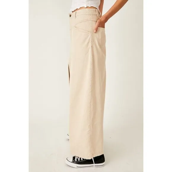 FREE PEOPLE Come As You Are Cord Maxi Skirt / Beechwood NEW!